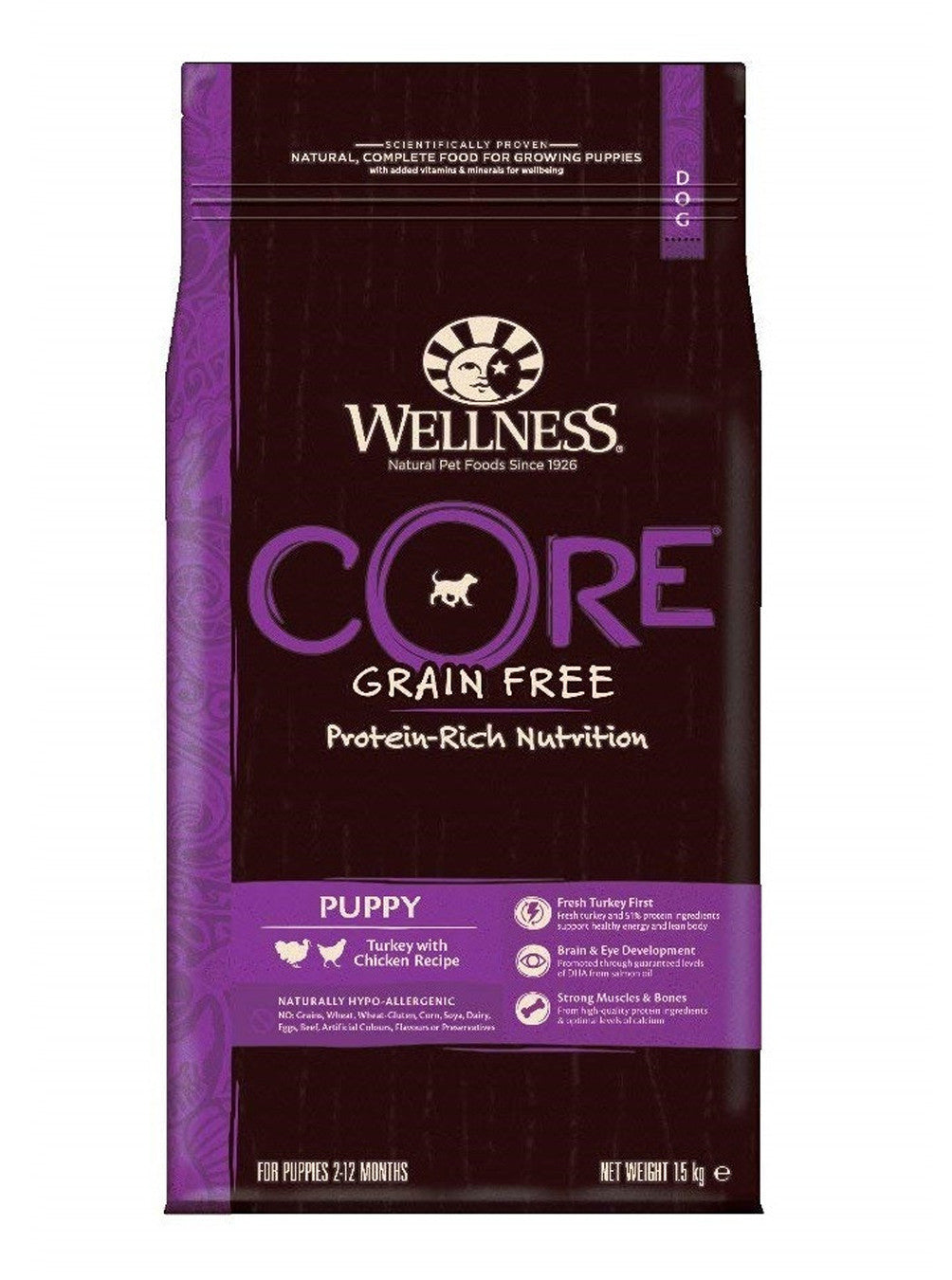 Wellness CORE Grain Free Puppy Turkey with Chicken Recipe Dry Dog Food, 1.54 Kg