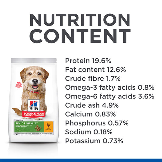Hill’s Science Plan Senior Vitality Small & Mini Mature Adult 7+ Dog Food With Chicken & Rice 1.5 Kg