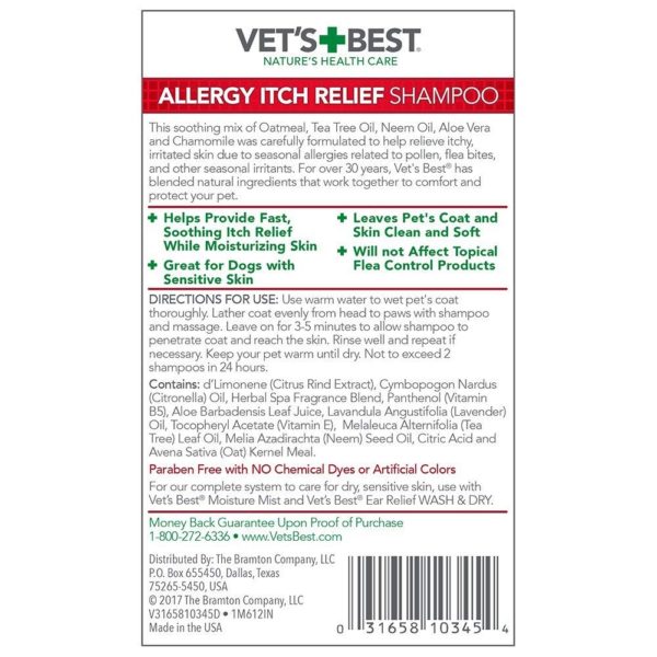 Vet’s Best Allergy Itch Relief Dog Shampoo 16 oz