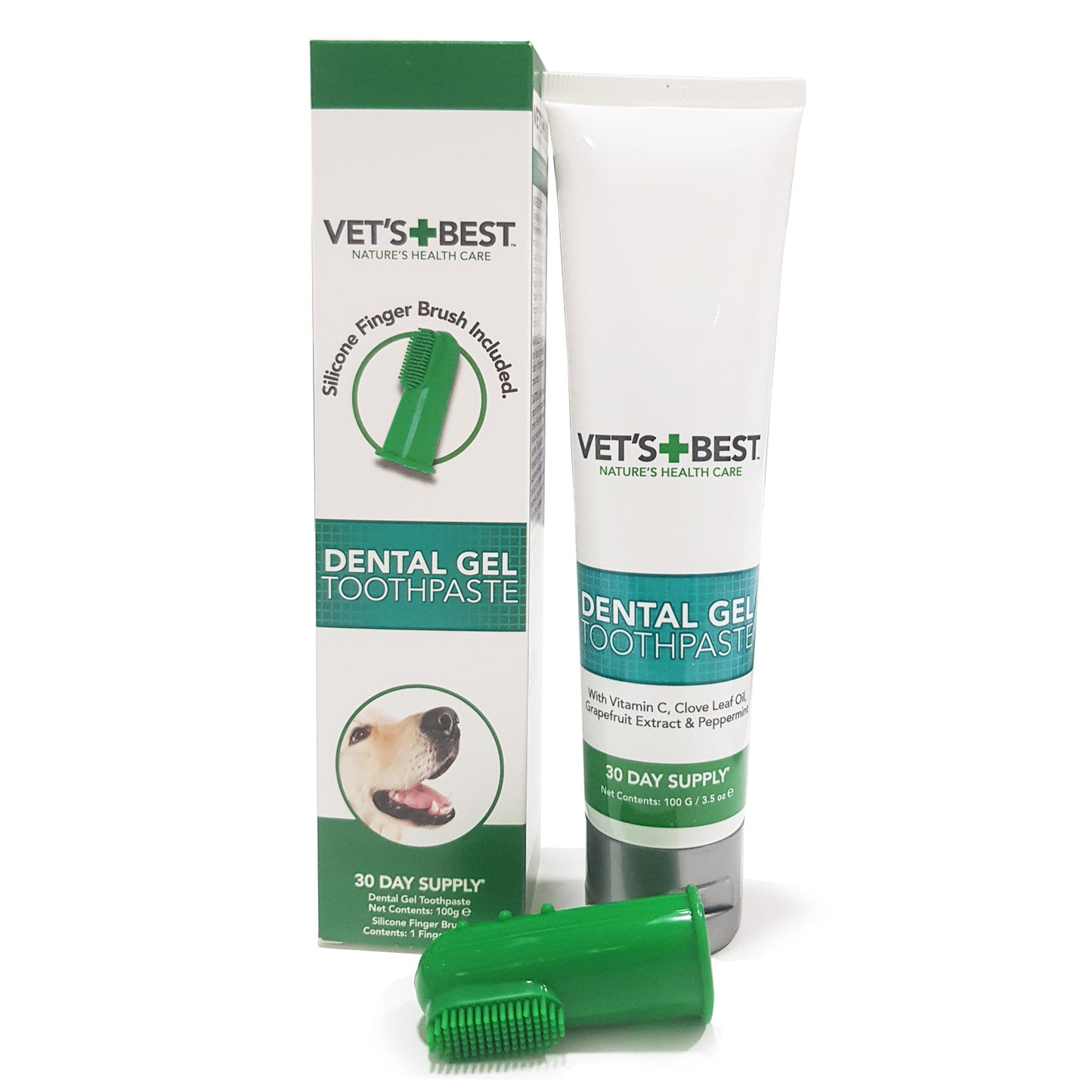 Vets Best Dental Gel 100g with Silicone Finger Brush