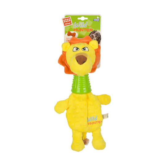 Lion Plush Dog toy with TPR Neck