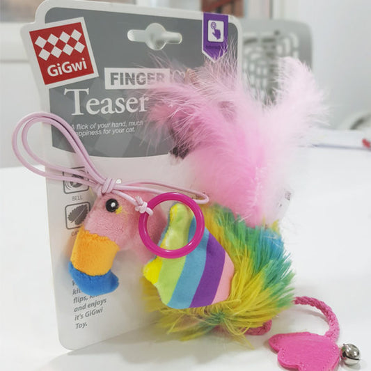 Finger ring bird Blue & Pink with Crinkle Paper and Bell inside