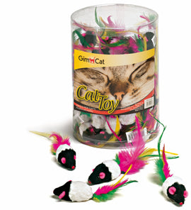 GimCat Tube Mice With Feathers Cat Toy Assorted