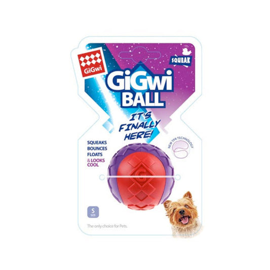 GiGwi Ball Red/Purple Squeaker Solid (Medium)