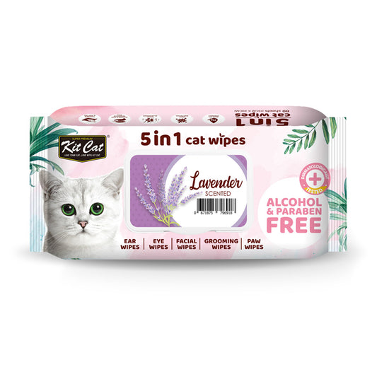 Kit Cat 5-in-1 Cat Wipes LAVENDER Scented