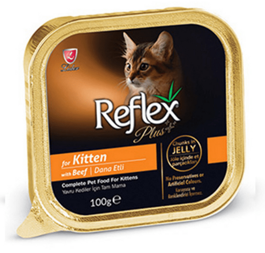 Reflex Plus Kitten Allutray with Beef Chunks in Jelly Wet Food, 100g