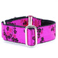 Small Satin Lined Martingale Collar - Cherry Blossoms Fuchsia